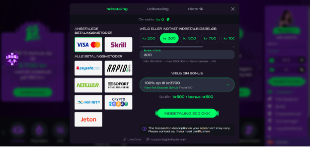 Glitchspin Indbetaling - Neteller