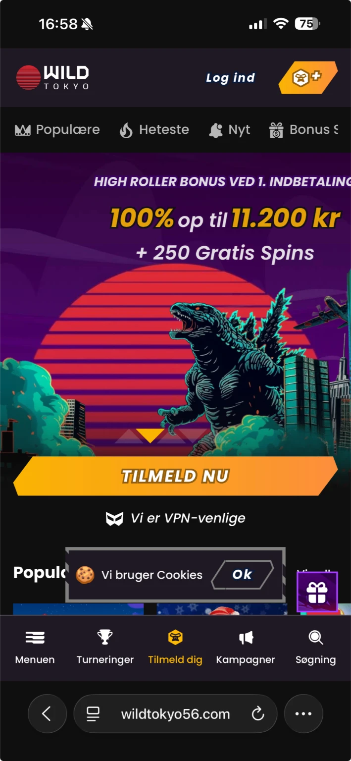 Mobilvisning-af-Wild-Tokyo-Casino-lobby