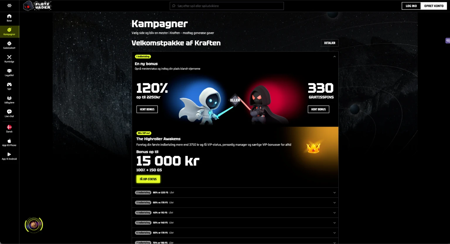 Slots Vader Free Spins