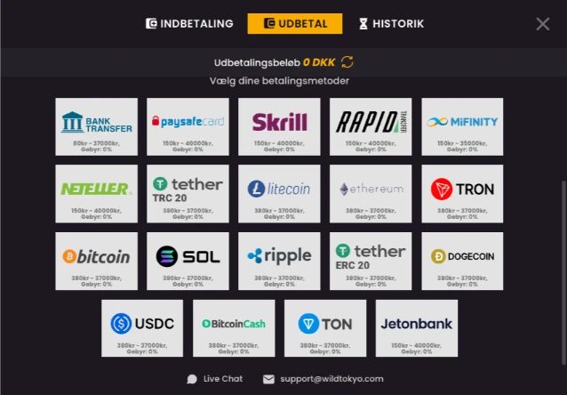 Udbetalingsmetoder-hos-Wild-Tokyo-Casino