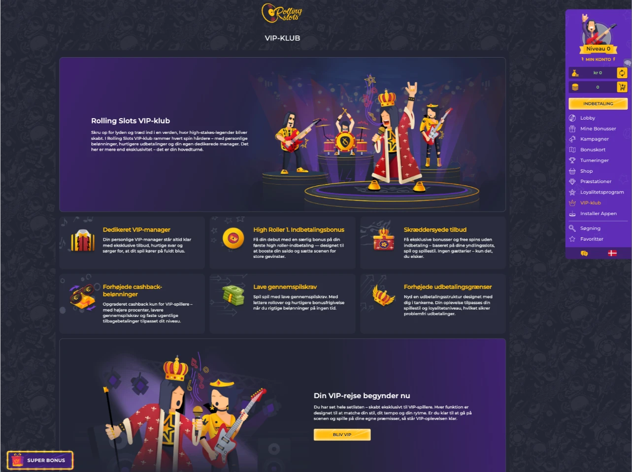 VIP og special bonusser hos Rolling Slots