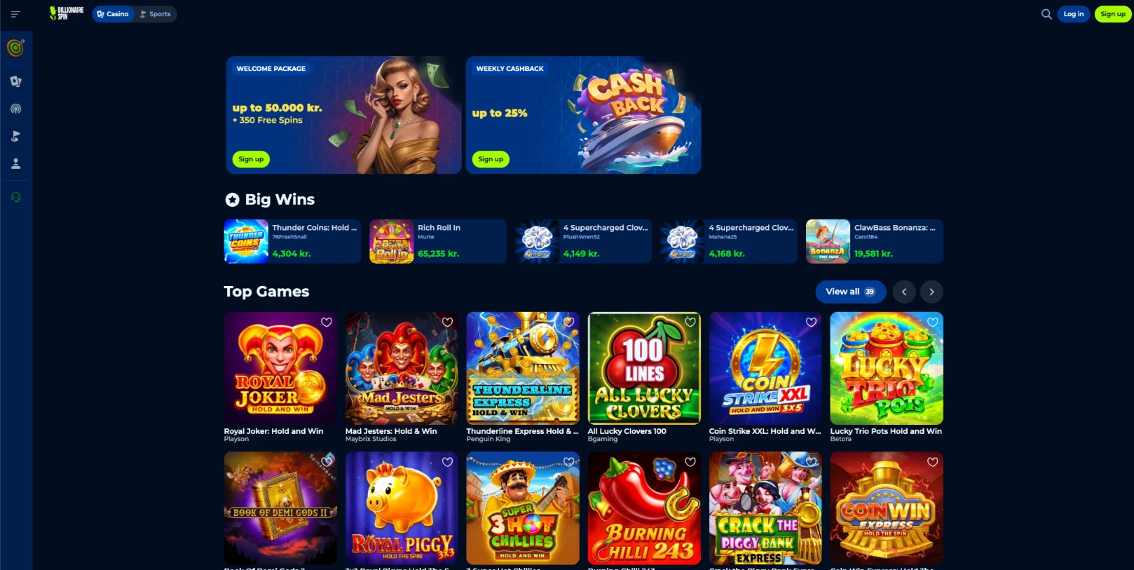 Billionaire Spin casino uden ROFUS bonus