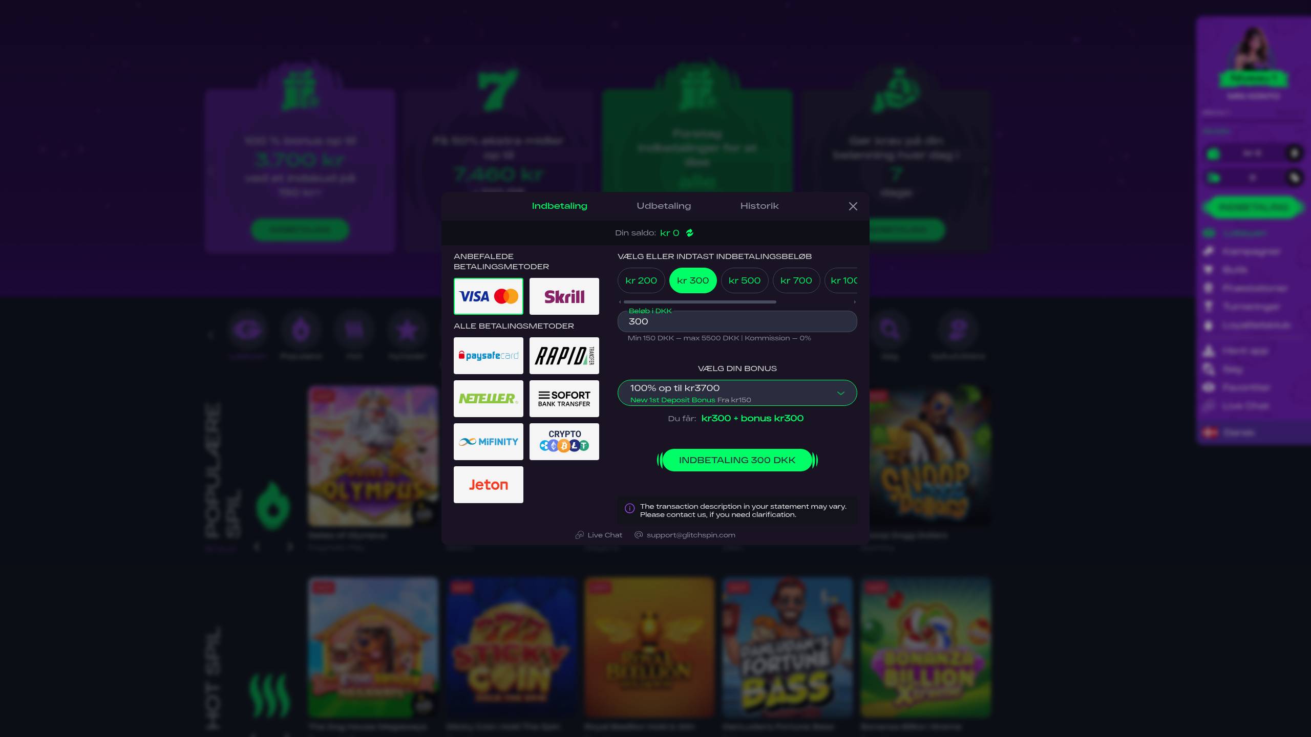 GlitchSpin – Kassen: betalingsmetoder set af vores redaktion