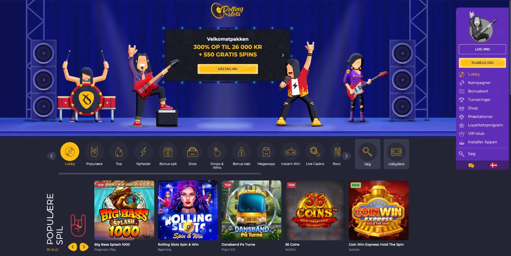 Rolling Slots casino med bonus uden ROFUS